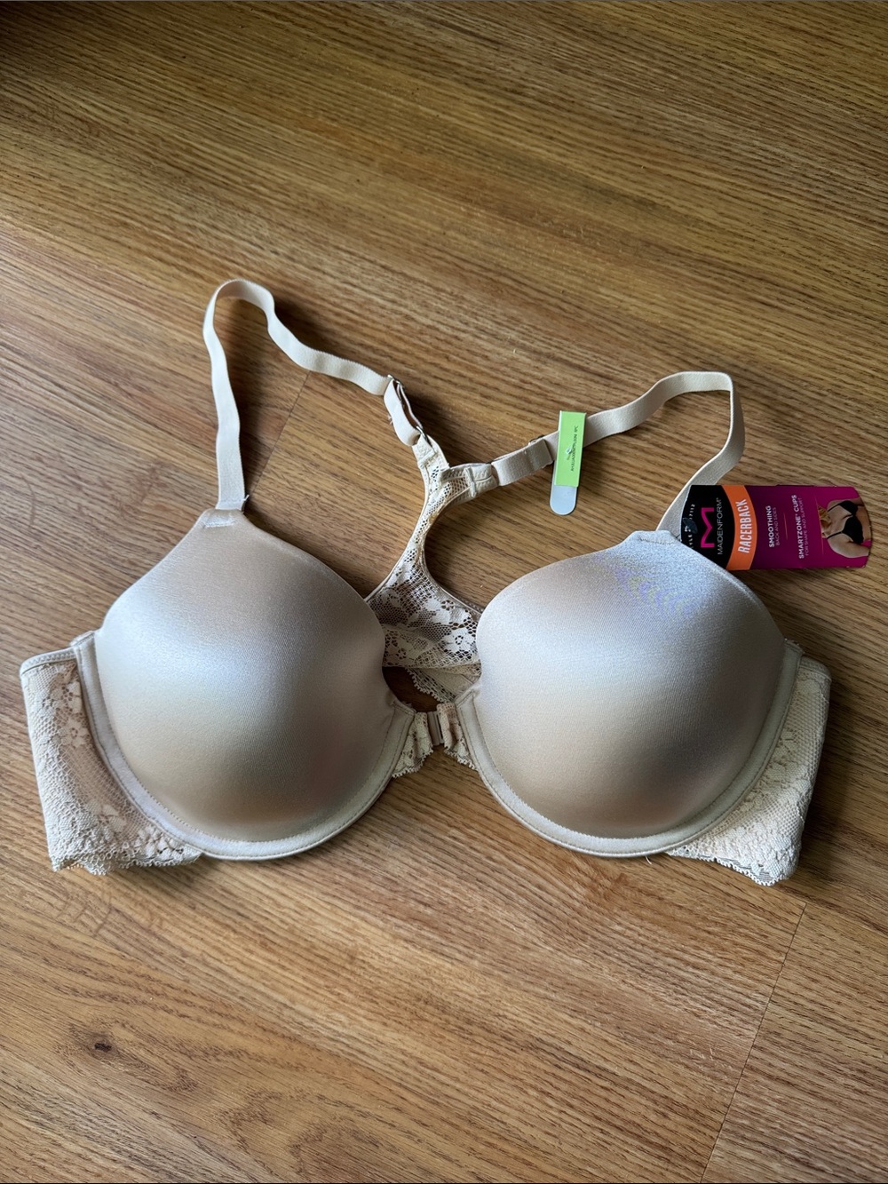 Maiden form Seamless Lace-Back T-Shirt Bra in Nude